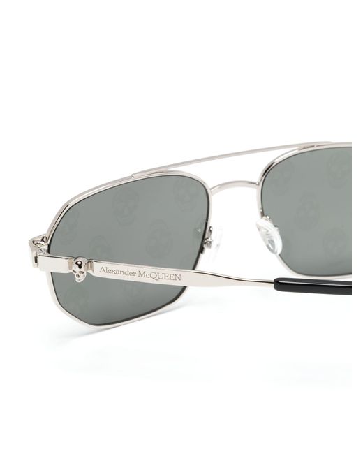 Alexander McQueen Gray Skull-print Pilot-frame Sunglasses for men