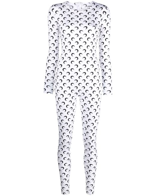 MARINE SERRE White All Over Moon Catsuit