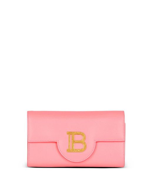 Balmain Pink Leather B-buzz Chain Wallet