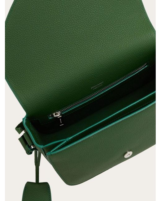 Ferragamo Green Fiamma Medium Leather Cross Body Bag for men