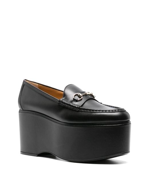 Gucci Black Horsebit 90 Platform Loafers
