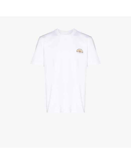 CASABLANCA White Shell Print Cotton T-shirt for men