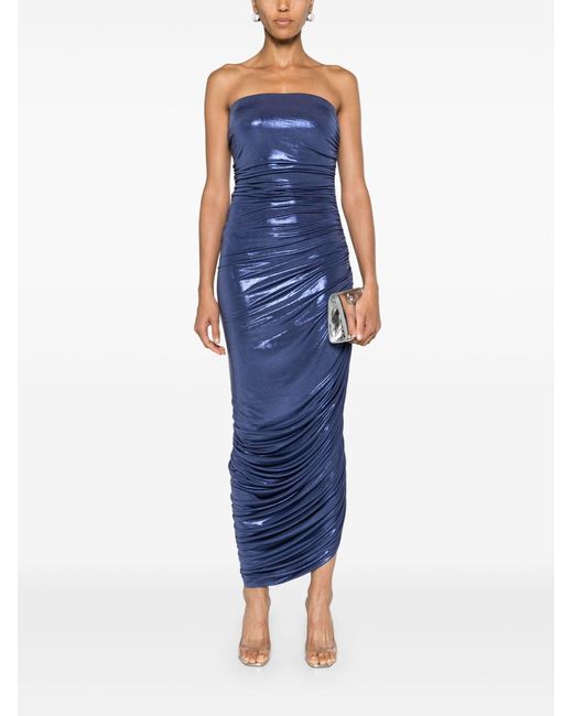 Norma Kamali Blue Diana Ruched Metallic Gown - Women's - Spandex/elastane/polyester