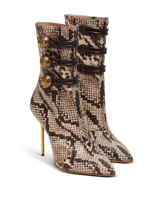 Balmain Brown Alma 95mm Snakeskin-effect Boots - Women's - Calf Leather