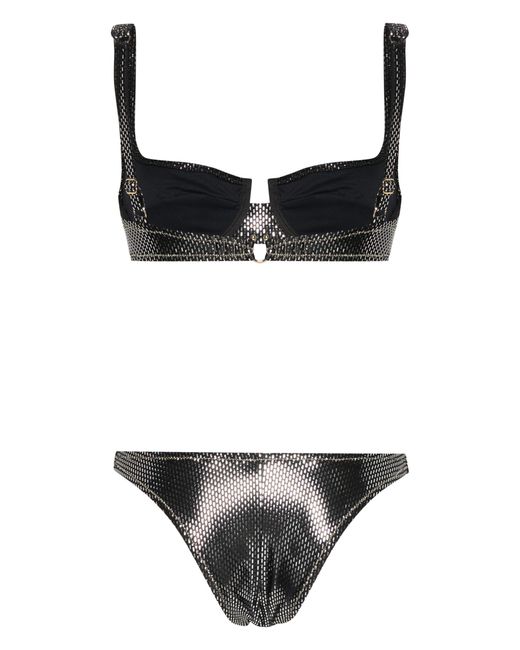 Reina Olga Black Brigitte Metallic Bikini Set - Women's - Polyamide/elastane