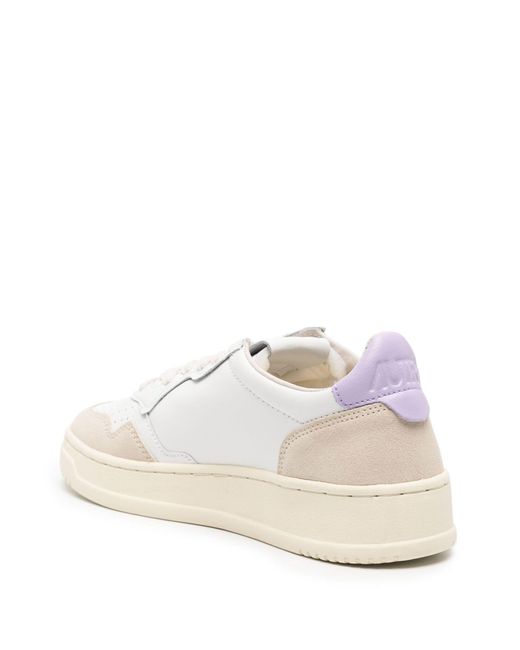 Autry Medalist Low Sneakers In White And Lilac Suede And Leather