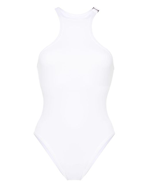 The Attico White Logo-plaque Swimsuit