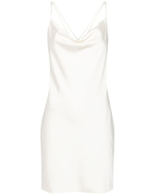 ROTATE BIRGER CHRISTENSEN White Cow-neck Satin Mini Dress - Women's - Polyester/recycled Polyester