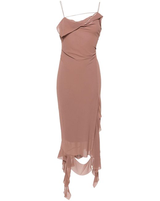 Acne Pink Ruffled-strap Midi Dress