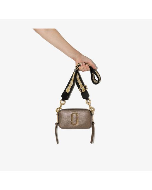 Marc Jacobs Metallic Khaki Snapshot Leather Cross Body Bag