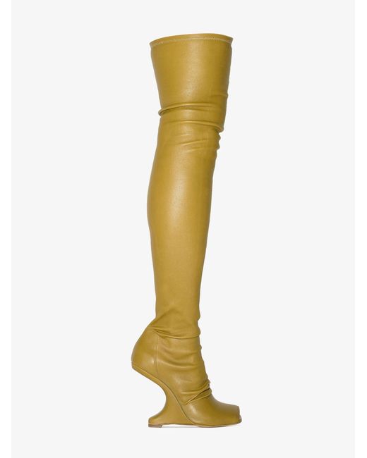 Rick Owens Green Cantilever 120 Leather Over-the-knee Boots