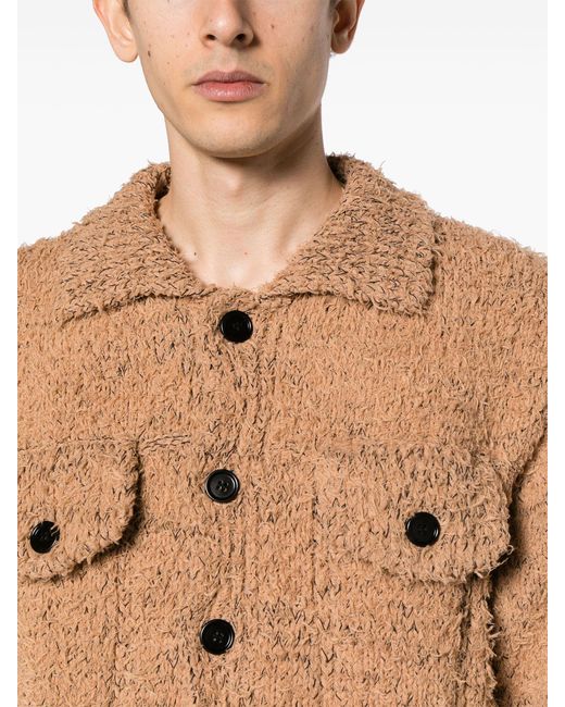 Dries Van Noten Brown Brushed Chunky-knit Jacket - Men's - Nylon/polyester/cotton for men