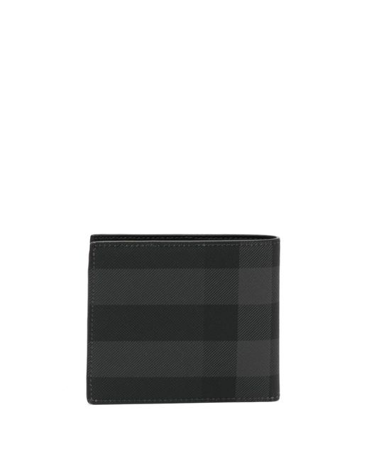 Burberry Black Grey Check Print Bi-fold Wallet for men