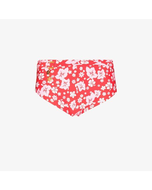 Frankie's Bikinis Lisa Floral Print Bikini Bottoms in Red | Lyst