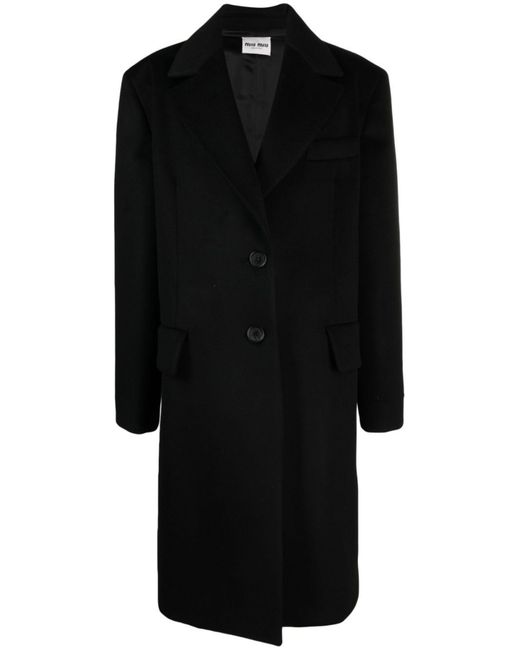 Miu Miu Black Virgin Wool-blend Velour Coat