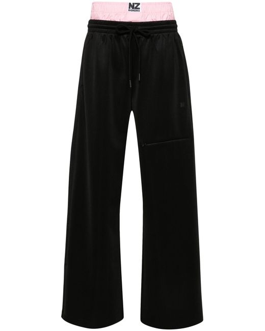 Natasha Zinko Black Layered Wide-leg Track Pants - Women's - Cotton/polyester/spandex/elastane