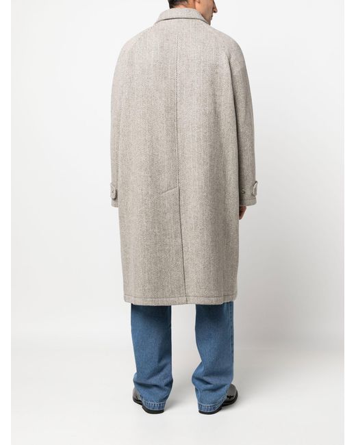 mfpen Grey Curator Herringbone Organic Wool Coat Men s Organic