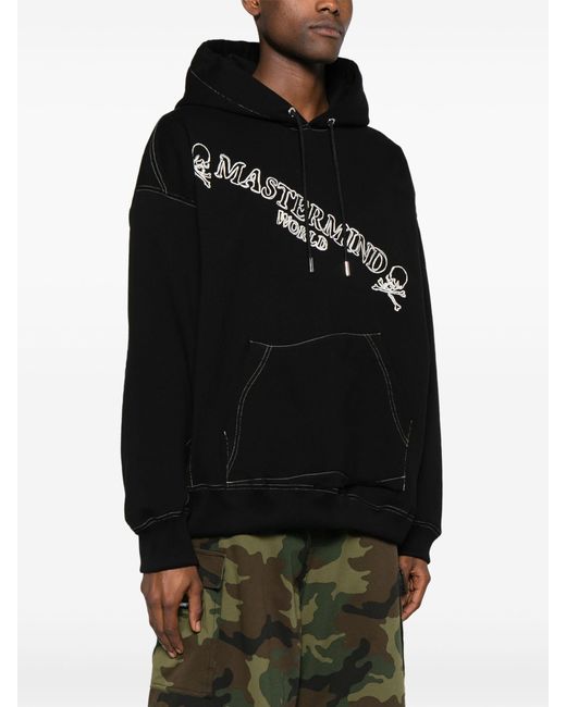 MASTERMIND WORLD Black Logo-embroidered Cotton Hoodie - Men's - Cotton for men