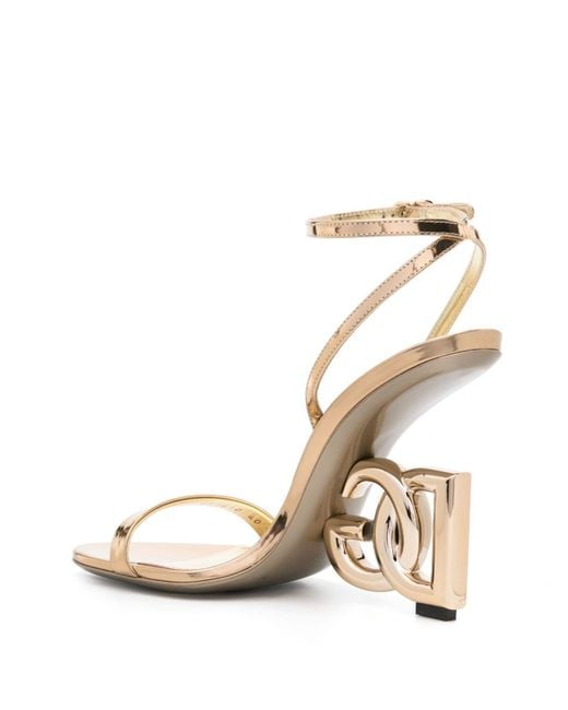 Dolce & Gabbana Natural -tone 105 Dg Cross Leather Sandals - Women's - Calf Leather/patent Calf Leather