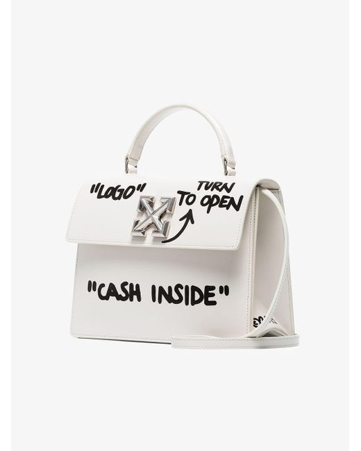 OffWhite c/o Virgil Abloh White Jitney 2.8 Cash Inside Leather Bag in