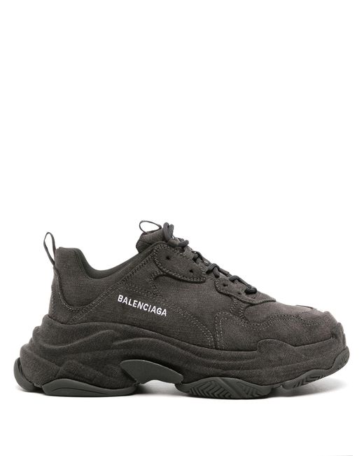 Balenciaga Black Triple S Denim Sneakers for men