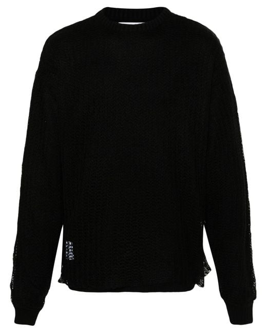 (w)taps Black Obsvr Distressed Sweater for men