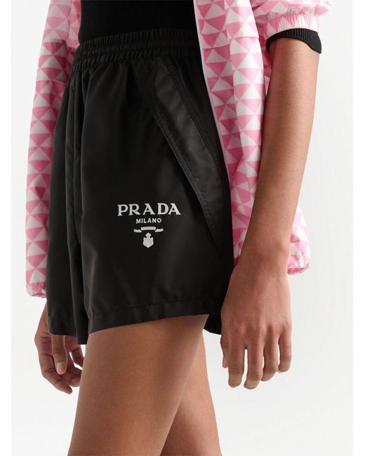 Prada Black Re-nylon Logo-embroidered Shorts