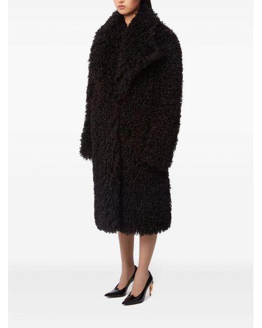 Nina Ricci Faux Fur Midi Coat in Black Lyst UK
