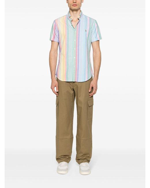 Polo Ralph Lauren Blue Multicolour Striped Short-sleeved Cotton Shirt - Men's - Cotton for men