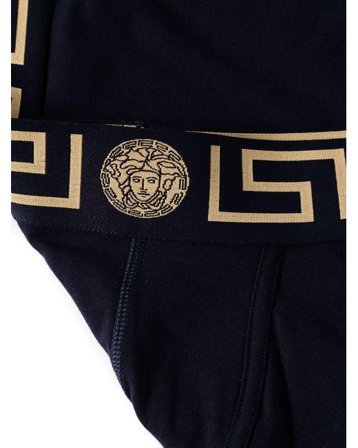 Versace Blue Greca-waistband Boxer (pack Of Two) for men