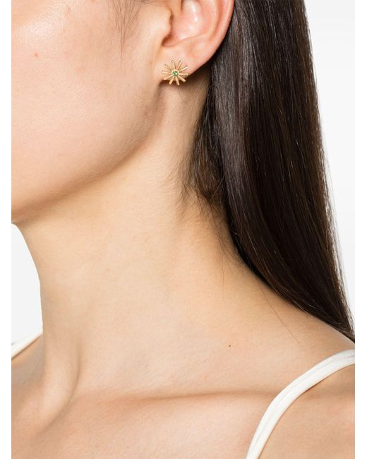 Harwell Godfrey Metallic 18k Yellow Tiny Sunflower Tsavorite Stud Earrings - Women's - Tsavorite/18kt Yellow