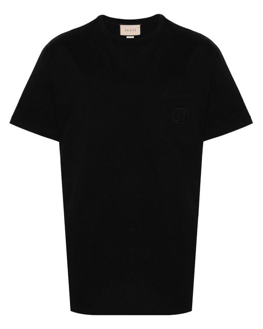 Gucci Black Cotton Jersey T-shirt With Patch for men