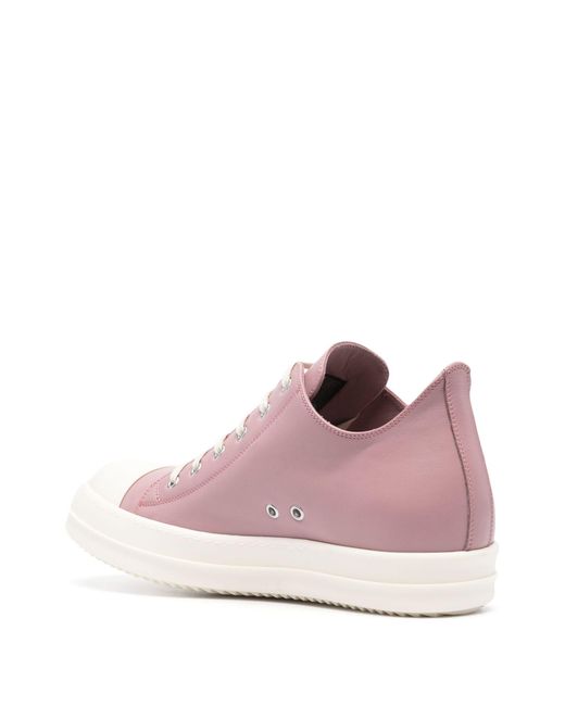 Rick Owens Pink Lido Low Top Leather Sneakers for men