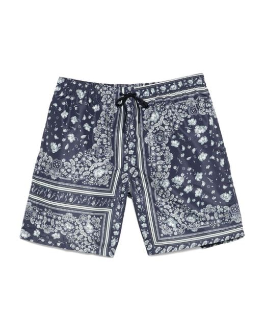 Fendi Blue Bandana-Print Swim Shorts for men