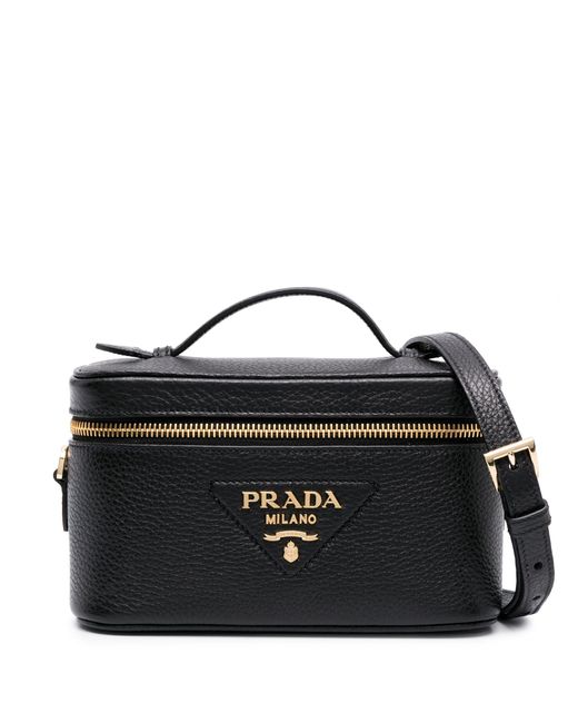 Prada Black Logo-plaque Leather Mini-bag