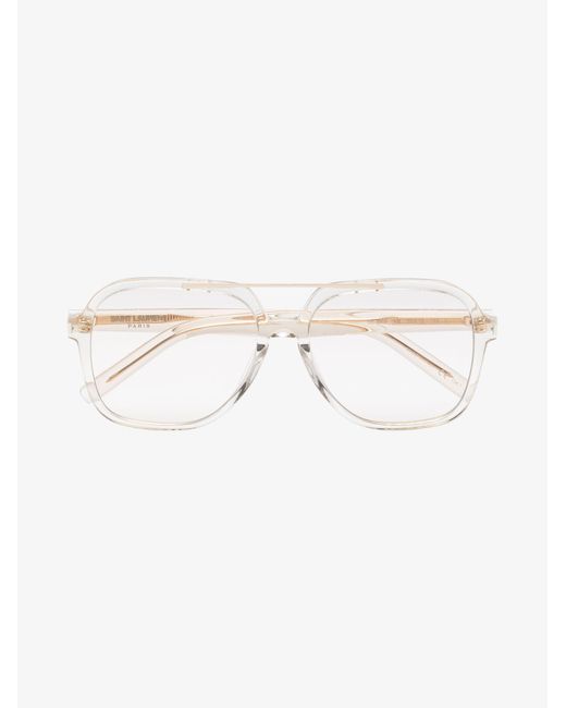 Saint Laurent Neutral Sl 545 Aviatorstyle Optical Glasses in Natural