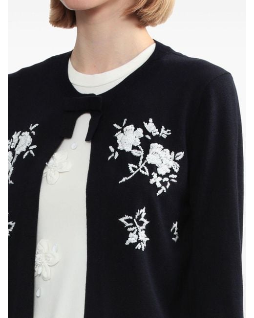 ShuShu/Tong Black Floral-embroidered Knitted Cardigan