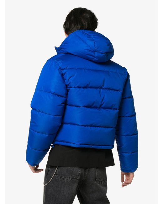 Balenciaga Cropped Hooded Puffer Jacket in Blue for Men | Lyst Australia