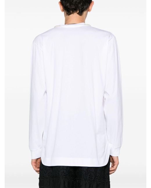 Simone Rocha White Pleated Cotton Sweatshirt for men