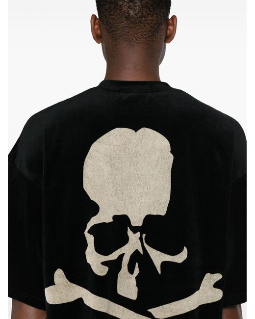 Mastermind Japan Black Skull-print Velour T-shirt for men
