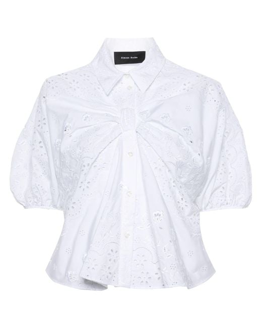 Simone Rocha White Broderie Anglaise Cotton Shirt