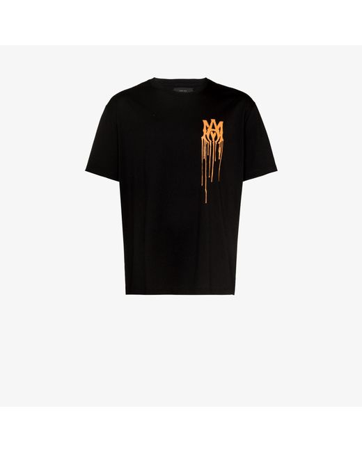 Amiri Paint Drip M.a Logo Cotton Tshirt in Black for Men Lyst