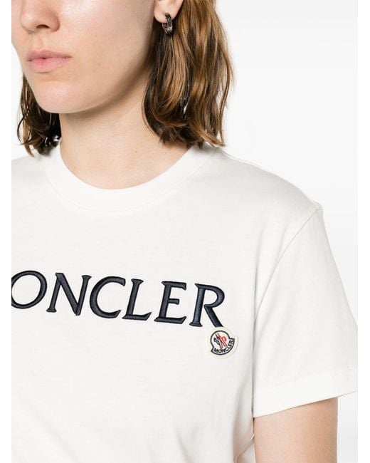 Moncler Logo embroidered T shirt Women s Organic Cotton in