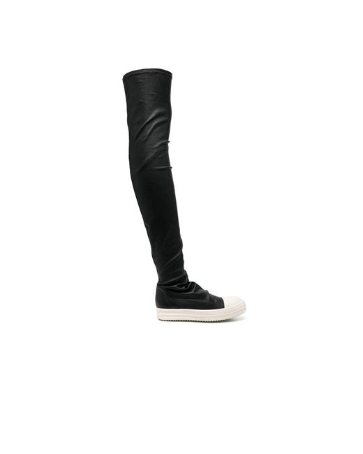 Rick Owens Black Thigh-high Flatform Leather Boots | Lyst UK