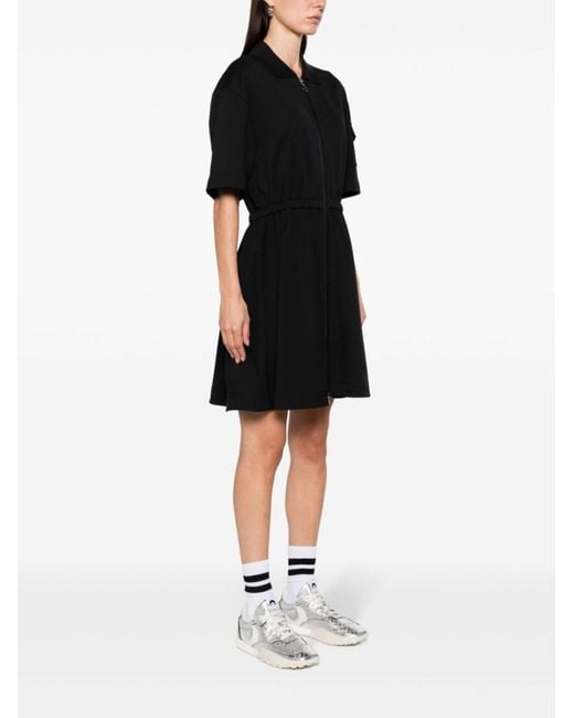 Moncler Black Logo-appliqué Flared Mini Dress - Women's - Cotton/polyamide