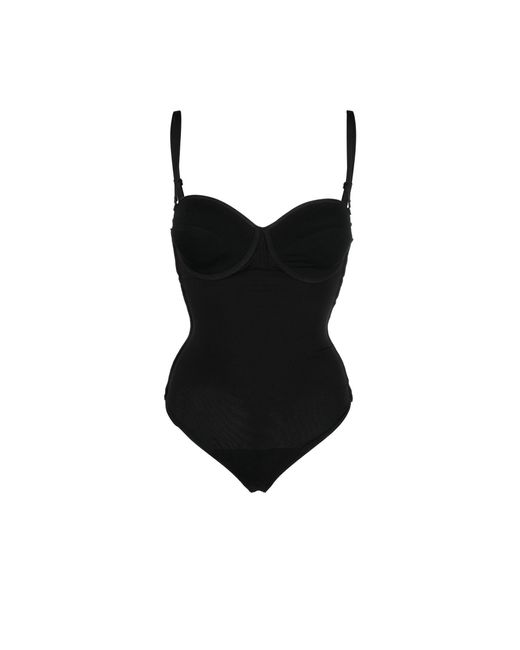 Wolford Black Mat De Luxe Form. String Bodysuit | Lyst