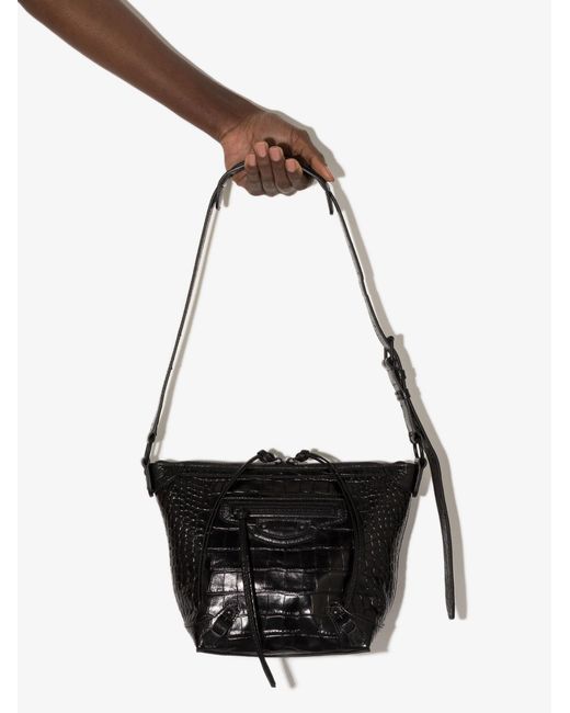 Balenciaga Black Neo Classic Hobo Xs Mock Croc Shoulder Bag - Women's - Leather