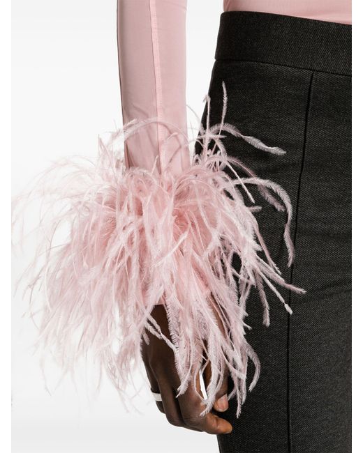 16Arlington Pink Alero Feather-trim Blouse