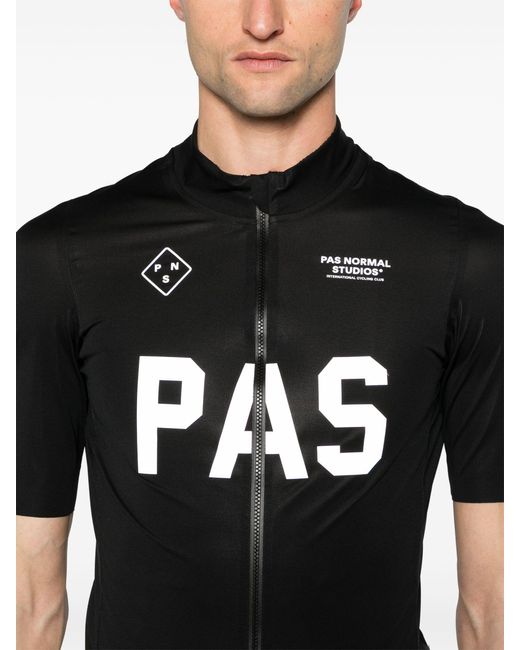 Pas Normal Studios Black Pro Rain Cycling Jersey Top for men