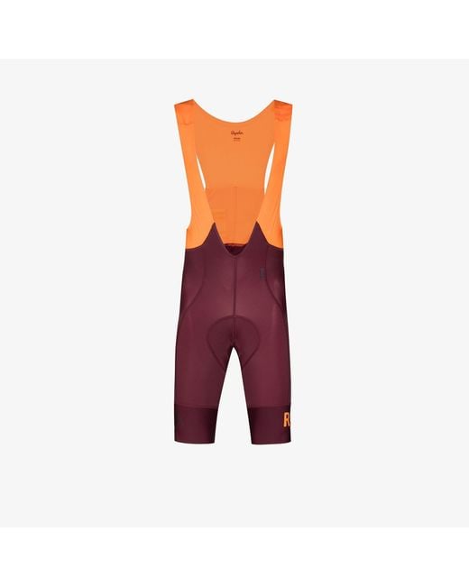 Rapha Orange Red And Pro Team Ii Cycling Bib Shorts for men